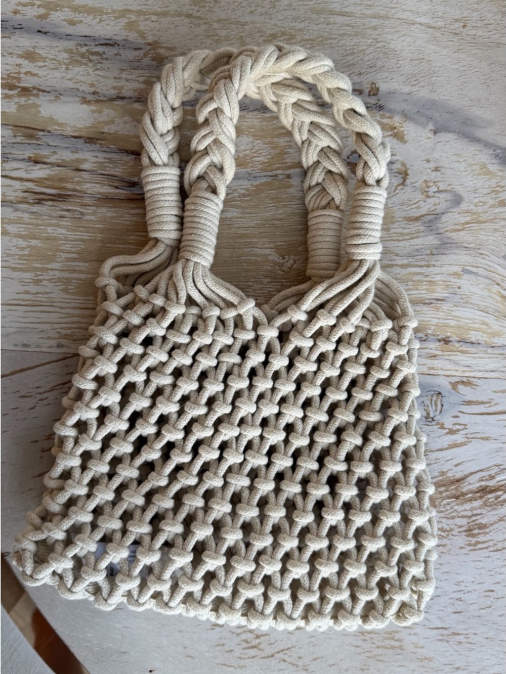 J. Crew Cream Knotted Macramé Shoulder Bag - Picture 2 of 3